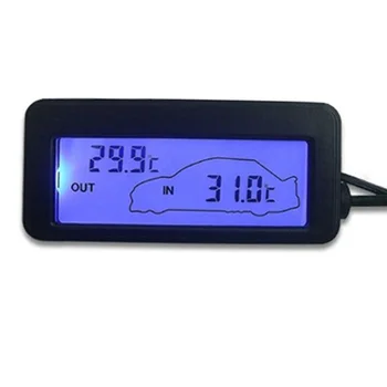 1pc Universālā 12V Automašīnas Ciparu LCD Displejs Termometrs Iekšā Āra Temperatūras Mērītājs Auto Elektronisko Spilgtumu Pulkstenis

