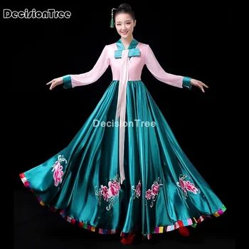 2023 tradicionālās korejiešu hanbok kleita sieviešu korejas tautas skatuves deju kostīmu korejas tradicionālās puse kleita skatuves sniegumu