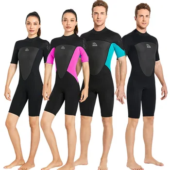 2MM Wetsuit Sievietes Vīrieši Viens Gabals Īsām Piedurknēm Sauļošanās Silts Sērfošanu Uzvalks Snorkeling Jumpsuit Pilna Ķermeņa Niršanas Tērps