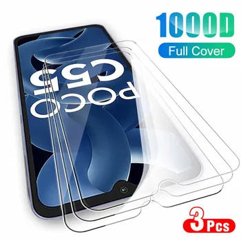 3PCS 10D Rūdīta Stikla Gadījumā Xiaomi Poco C55 Ekrāna Aizsargs Xioami Poco C 55 55C Pococ55 6.71 collu HD Skaidrs, Aizsardzības Plēves