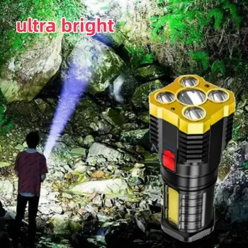 5 LED Gaismas Lukturīti USB Papildināt COB Sānu Gaismas Jaudu, Reklāmas Āra Pārnēsājamās Lampas 4 Režīmā Ūdensizturīgs Lādējams Lukturi