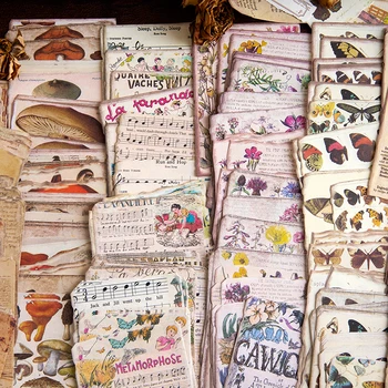 50 Lokšņu Materiāla, papīra veco grāmatu memuāri sērijas retro mākslas augu tauriņš sēņu manuskriptu, dekoratīvās Memo pad 6 modeļi