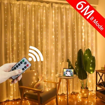 6/4/3M LED Pasaku String Gaismas Aizkaru Vainags USB Vīt Tālvadības Ziemassvētku Rotājumi Jauno Gadu Lampas Brīvdienu Kāzu Dekoratīvie