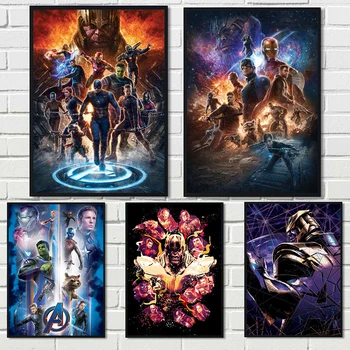 Avengers Kara Mākslas Filmu Kanvas Glezna, Plakāts un Izdrukāt Sienas Art Attēlu Cuadros Mājas Apdarei Dzīvojamās Istabas Dekori