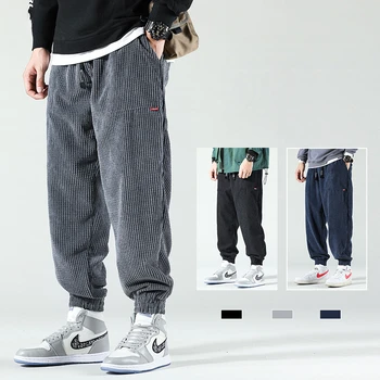 Cilvēks 2023 Rudens Ziemas Velveta Treniņbikses Vīriešiem Baggy Joggers Modes Streetwear Gadījuma Vilnas Harēma Bikses Plus Lieluma 5XL