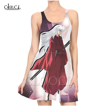 CLOOCL Japāņu Anime Inuyasha 3D Drukas Kleita Sievietēm Vasarā, Slim, Sexy Kleitas bez Piedurknēm Sievietēm Kroku Izmēra Kleitu