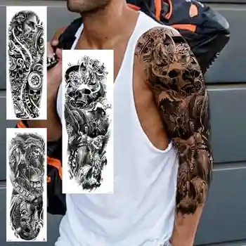 Galvaskausa Eņģelis Pagaidu Tetovējumiem Piedurknēm Vīriešiem Zēns Unikālo Viltus Samurai Pilnas Rokas Tetovējumu Uzlīmes Reāli Ūdens Nodošanu Tatoos Liels