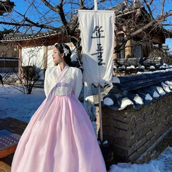 Hanbok Korejiešu Tradicionālās Kleita Sieviete, Karaliene Jaunu Korejiešu Stila Drēbes Uzvalku Fotogrāfija Apģērbi Tautas Deju Hanbok Kāzu Puse
