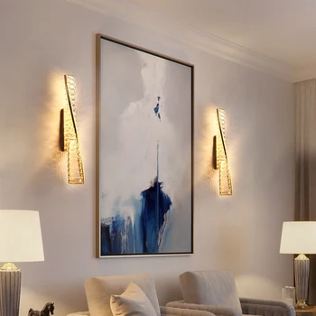 Itālijas LED gaismas luksusa kristāla sienas lampas mājas dzīvojamā istaba fona sienu apdare, guļamistabas gultas līniju, sienas lampas, dekori lampas