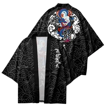 Japāņu Tradicionālo Apģērbu Pūķis Drukāt Kimono Vīriešiem Retro Yukata Āzijas Modes Harajuku Yukata