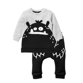 Jaundzimušais Zēns, Meitene Apģērbs, Apģērbu Karikatūra ar garām Piedurknēm Top +Bikses 2GAB Stulpiņi Izmērs 0-3T