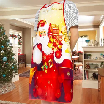 Jauni Ziemassvētku Rotājumi Virtuves Priekšauts Santa Claus Priekšauti Vakariņas Puse Dekori Sievietes Vīrieši Ziemassvētki Virtuvē Maizes Cepšanas Priekšauti