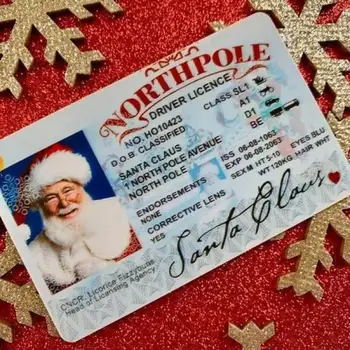 Kartes Santa Claus, Kas Peld Ar Licences Ziemassvētku Vakara Vadītāja Apliecības Radošās Ziemassvētku Dāvanu Bērniem, Bērniem, Ziemassvētku Rotājumi