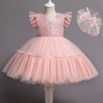 KEAIYOUHUO Meiteņu Drēbes 2022 Jaunā Pavasara Kroku Svārki, kas Peld ar Piedurknēm Bērniem Kleita Ziemassvētku Princese Puse Kleitas+ Galvassegu