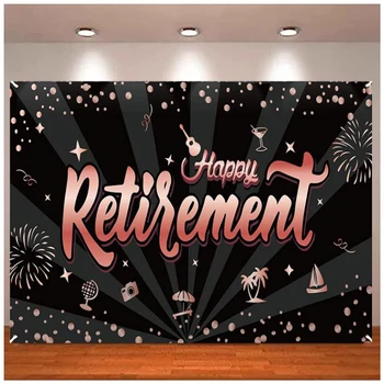 Laimīgs Pensionēšanās Puse Fons Piegādēm Pieauga Zelta Sievietēm Pensijā Puse Photo Booth Āra Iekštelpu Apdares Fona
