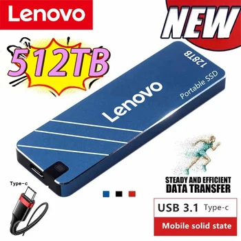 Lenovo 2024. gadam Sākotnējā ātrgaitas Portatīvo SSD 512TB Ārējo Cieto Disku, Uzglabāšanas Veids-C USB 3.1 Interfeiss PC portatīvie datori Datora