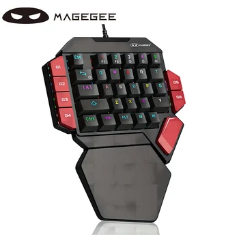 MageGee Vienu Roku Profesionāls Spēļu Tastatūra, RGB Backlit 35 Taustiņus, Mini Vadu Mehāniskā Tastatūra ar Zilu Slēdzis PC Spēles