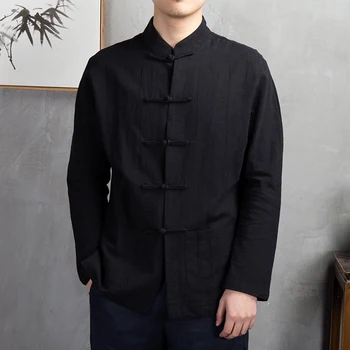 Modes Ķīniešu Stila Krekli Tradicionālais Kung Fu Tai Chi, Kokvilnas Un Lina Tang Uzvalks Vienotu Krekla Un Blūzes Apģērbi Vīriešiem