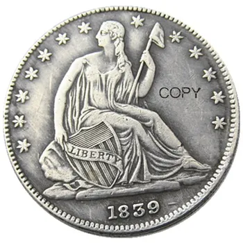 MUMS 1839 - 1865 PIPARMĒTRU:P Liberty Sēž Pusē Dolāra Sudraba Pārklājumu Kopēt Monētas