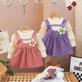 Pavasara Bērniem Meitene Kleita Puff Piedurknēm Princese Kleita Ziedu Kāzu Tērpu, Ko Bērns Toddler Apģērbu Dzimšanas Dienas Svinības Bērnu A981