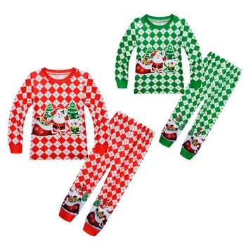 Pidžamas komplekts Ziemassvētkos Santa Claus Drēbes ar garām Piedurknēm Komplekts Bērniem Zēna Apģērbs, Apģērbs Atbilstu Sleepwear Rudens Meitenes Pyjama Bikses