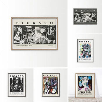 Pikaso väggmålningar, svartvitt tryck, Pablo Pikaso tryck, moderna affischer, presentidéer, dekoration på hemmakontoret,