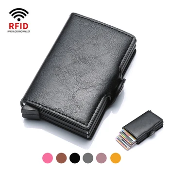 RFID Pretbloķēšanas Vīriešu Maks, ID, Kredītkartes Turētājs ar Augstu Jaudu, Dubultās Metāla Kastē Naudu Klipsi Maka Smart RFID Anti-thelf Kartes