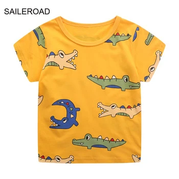 SAILEROAD Vasaras T Kreklu, Kokvilnas, ar Īsām Piedurknēm Karikatūra Krokodils T-krekli Bērnu t-veida Meitene, Topi Zēnu Drēbes Bērniem