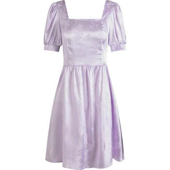 Sievietēm 's Apģērbu Ziedu Drukāt Satin Mini Kleitu, Elegantu tīrtoņa Krāsu-line Gadījuma Vienkāršu Kleitu