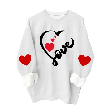 Sieviešu Krekls ar garām Piedurknēm Džemperis Gadījuma Brīvs Krekls Valentīna Diena Drēbes Sieviešu Vintage Modes Y2k Hoodies