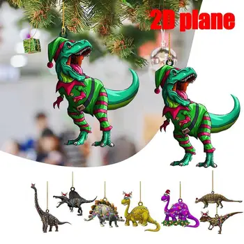 Smieklīgi Akrila Dinozauru Ziemassvētku Eglītes Rotājumu Ar Virvi Dzīvnieku Kulons Par Ziemassvētku Eglīte Dekori Svētku Rotājumu Dzīvnieku Mīļotājiem