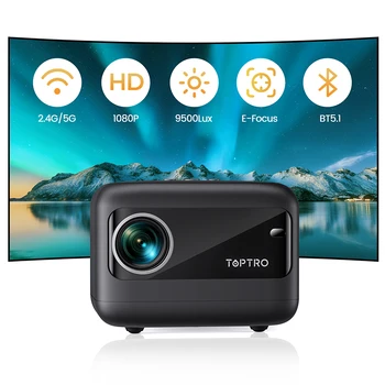 TOPTRO Projektoru TR25 Portatīvo Projektoru 9500 Lm Atbalsta 1080p Smart TV, WIFI, Bluetooth Projektori Mājas Āra Kino