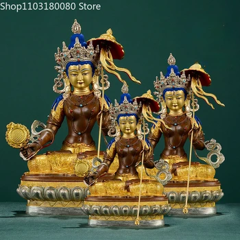 Vara, sudraba, zelta maha sitatapatra budas statuja Tibetas budisma Baltā Jumta Māte-Budas skulptūru mājas dekoru