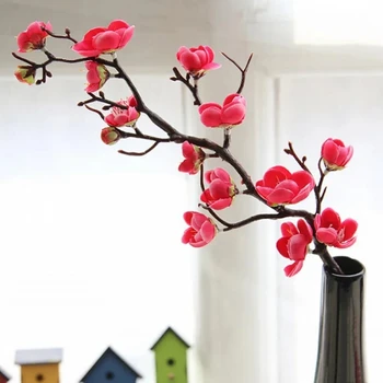 Vienu Filiāli Pavasara Mākslīgā Plūmju Ķiršu Ziedi Zīda Ziedi Sakura Ziedu Filiāles DIY Skatuves Mājās, Kāzu Dekorēšana
