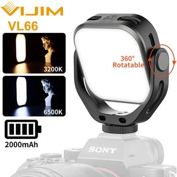 VIJIM VL66 3200k-6500k Vlog Aizpildīt Gaismas 360° Grozāms LED Video Gaisma Pagarināt Aukstā Apavu Iebūvēts 2000mAh Akumulators ar Gaismas Stends