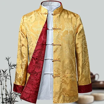 Vīrieši Ķīniešu Pūķis Krekls Kung Fu Mēteļi Ķīnas Jaunais Gads Tang Uzvalks Tradicionālo Ķīniešu Apģērbu, Vīriešu Žaketes Hanfu Vīriešu Apģērbs
