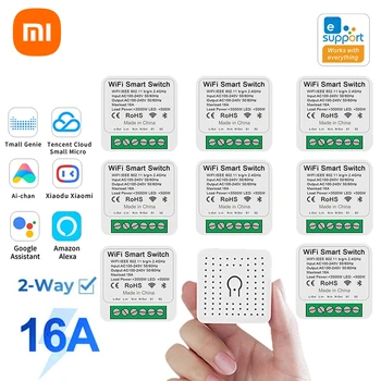 Xiaomi 16A Wifi Bezvadu sakaru Slēdzis 2 Veidu Kontroles Relejs Mini Smart Gaismas Slēdzi Balss Modulis APP Kontroles Ar EweLink Alexa, Google