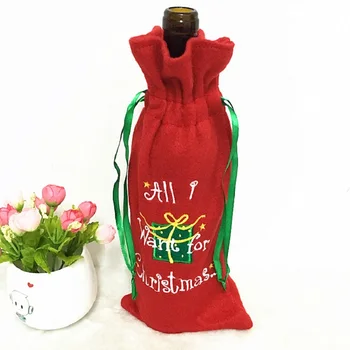 Ziemassvētku Galda Dekorēšana Apdare Cute Sarkans Vīna Pudeles Vāciņu Somas Santa Klauss, Ziemassvētku Rotājumi, Rotājumu