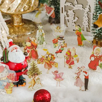 Ziemassvētku un Santa Claus Ziedu Pasaku Dekoratīvu MĀJDZĪVNIEKU Svētku Uzlīmes Scrapbooking Materiāla Etiķete Dienasgrāmata Kausa Junk Vēstnesis Plānotājs
