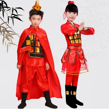 Ķīnas Senā Karavīra Kostīms, Zēns, Meitene Darbības Kostīmu Seno Tērpu Bruņas Opera Bērniem Sniegumu Kostīms